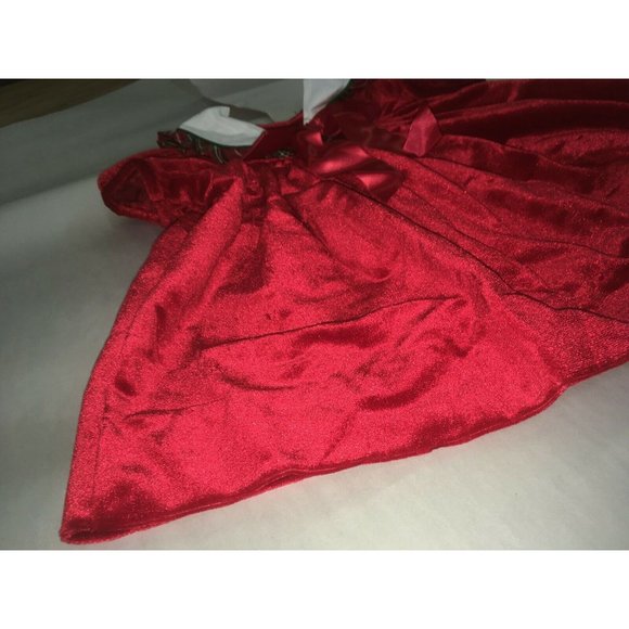Vtg Rare Editions CHRISTMAS DRESS 24 mos Shiny Red w Plaid Trim - Picture 3 of 6